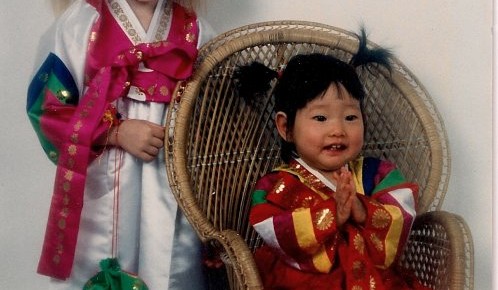 Sister and me in Korean hanboks